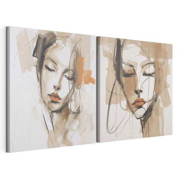 Impression sur toile modulaire Peinture représentant le visage d'une femme