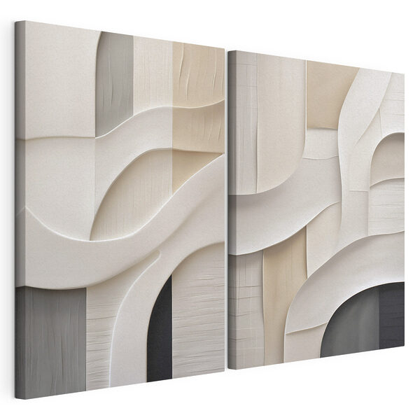 Impression sur toile modulaire Des courbes douces dans des tons terreux