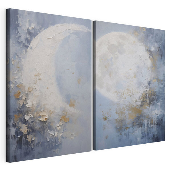 Impression sur toile modulaire Peinture représentant une lune et un arbre