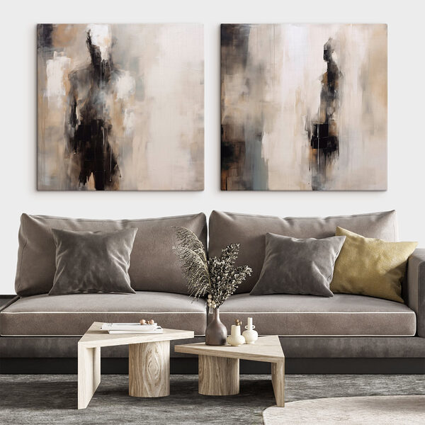 Painting of a white and brown wall