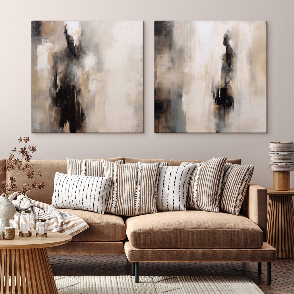 Painting of a white and brown wall