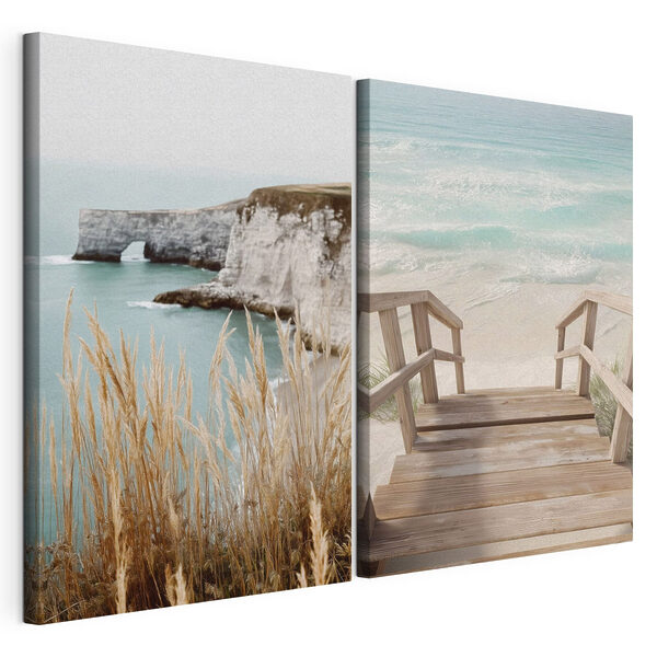 Impression sur toile modulaire Passerelle en bois menant à une plage
