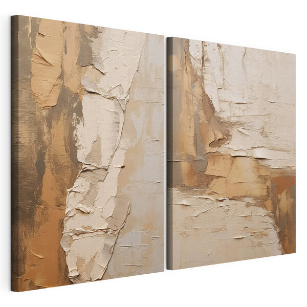 Impression sur toile modulaire Des superpositions texturées dans des teintes chaudes