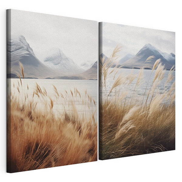 Impression sur toile modulaire De douces vagues viennent caresser les herbes dorées