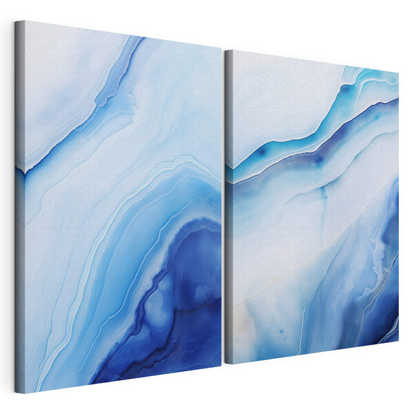Impression sur toile modulaire Des vagues ondulantes aux teintes d’un bleu profond