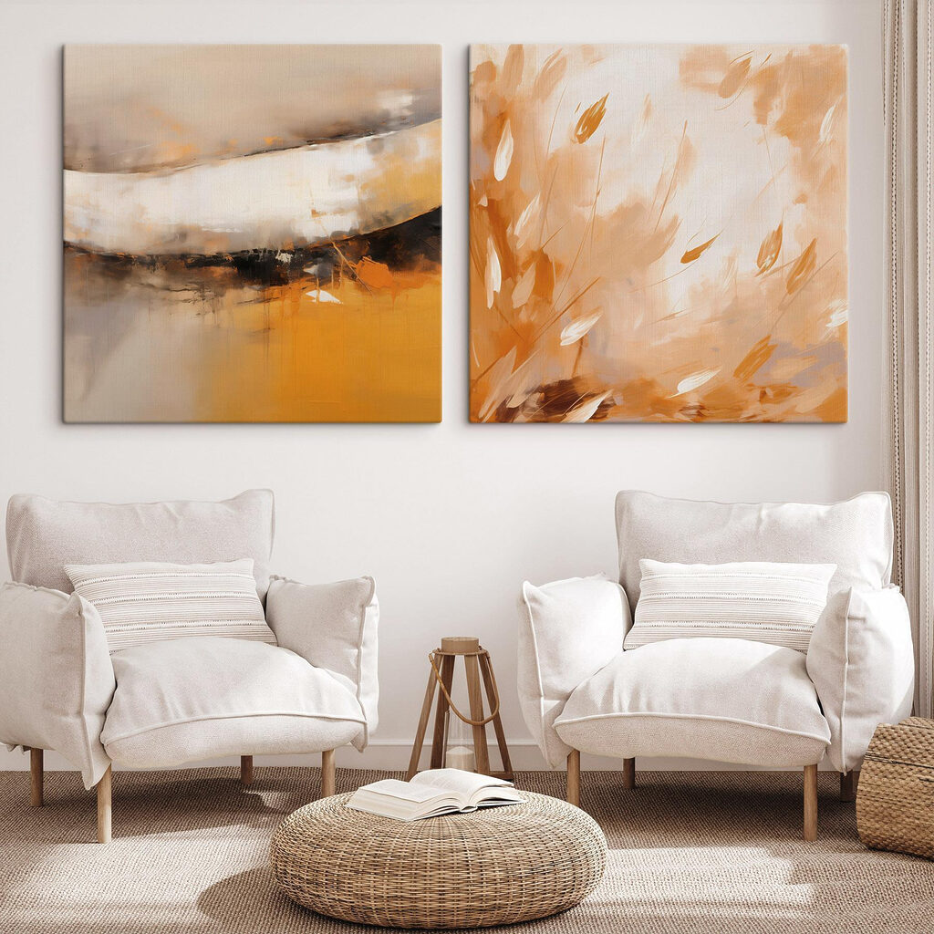 Two paintings of plants and flowers