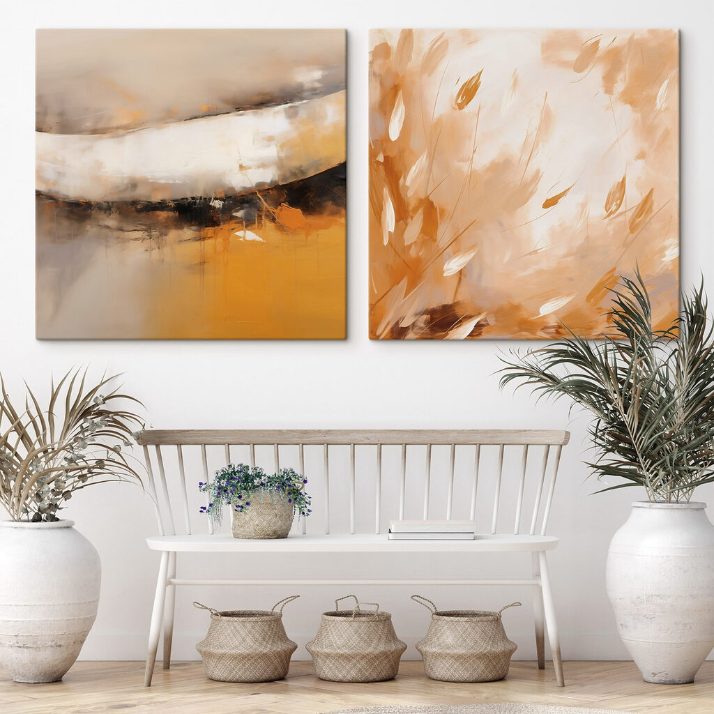 Two paintings of plants and flowers