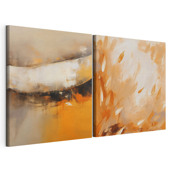 Impression sur toile modulaire Deux tableaux représentant des plantes et des fleurs