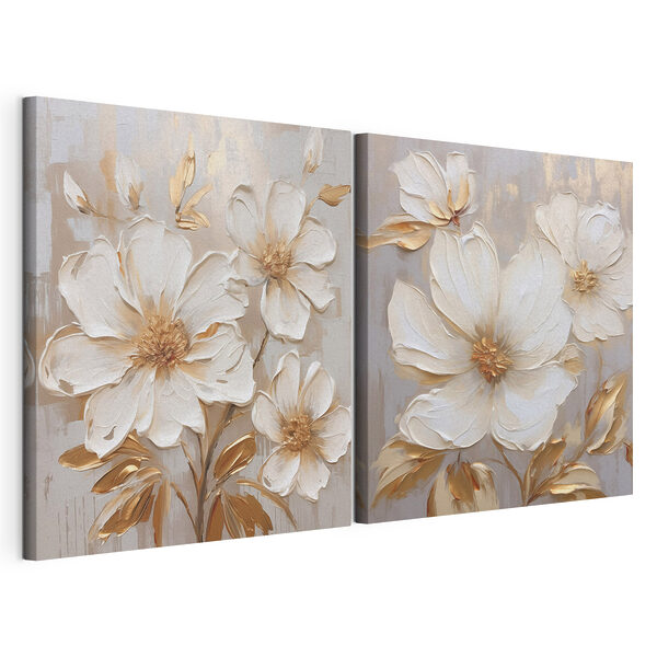 Impression sur toile modulaire Des fleurs épanouies aux teintes douces