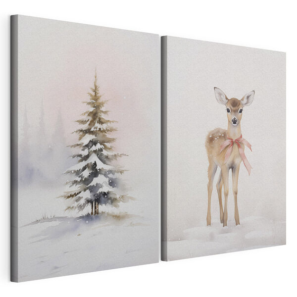 Impression sur toile modulaire Un cerf dans la neige