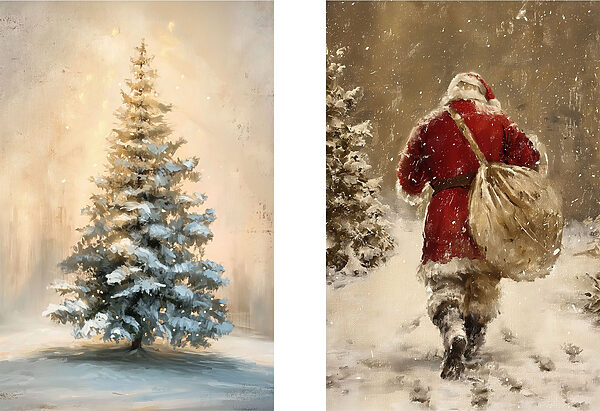 Painting of a man walking in the snow