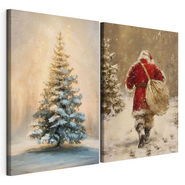 Impression sur toile modulaire Tableau représentant un homme marchant dans la neige