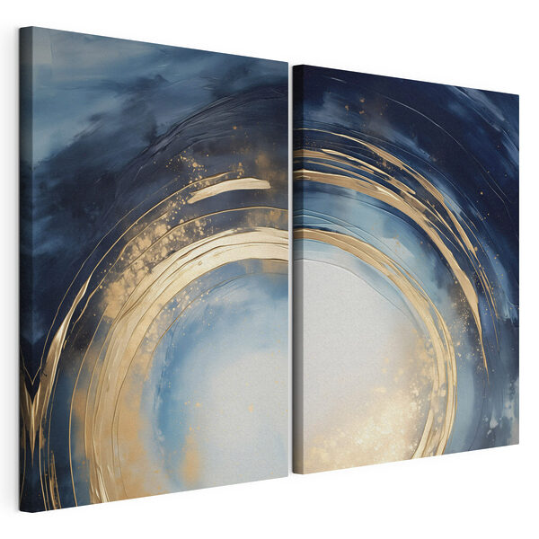 Impression sur toile modulaire Des tourbillons éclatants dans une palette de couleurs froides
