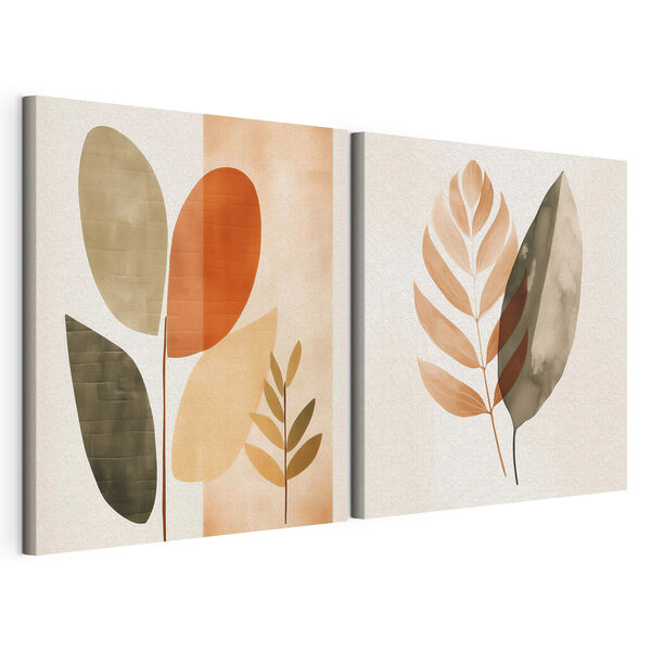 Impression sur toile modulaire Deux images de feuilles