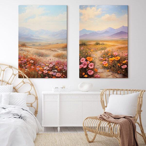 Painting of a landscape with flowers