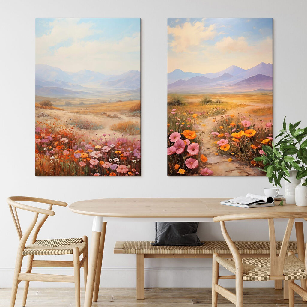 Painting of a landscape with flowers