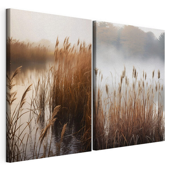 Impression sur toile modulaire Lac bordé de hautes herbes