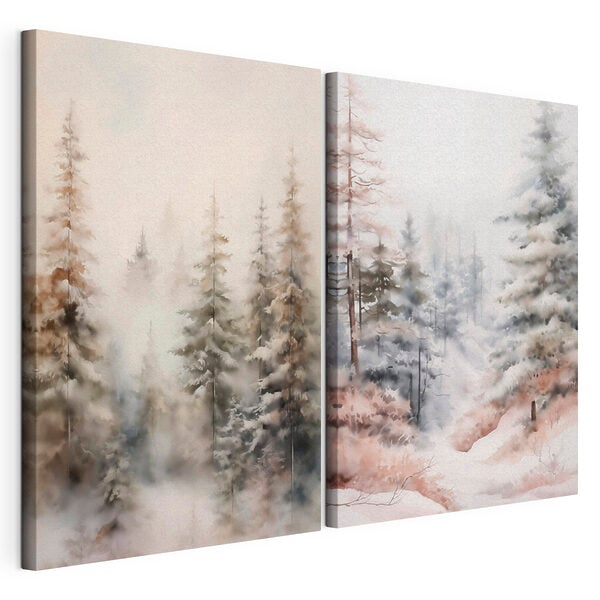 Painting of trees in the snow