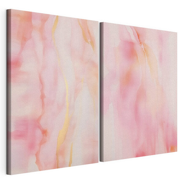 Impression sur toile modulaire Exposition d'œuvres d'art abstraites représentant un fluide rose