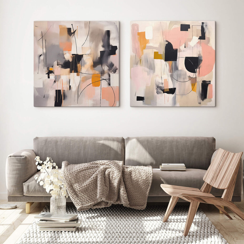 Two paintings of different colors