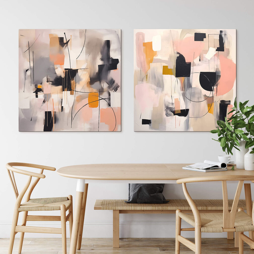 Two paintings of different colors