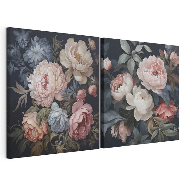 Impression sur toile modulaire L'élégance florale dans des teintes douces