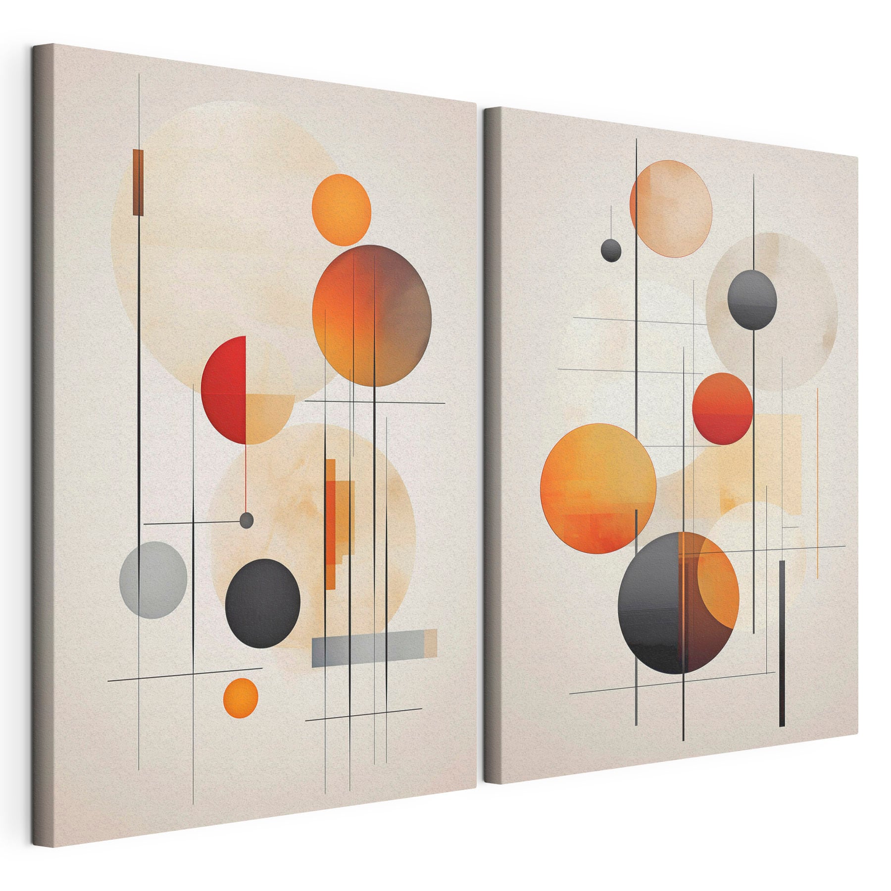 Couple of images of circles and lines