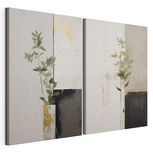 Impression sur toile modulaire Peinture représentant une plante dans un vase