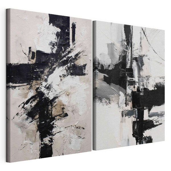 Impression sur toile modulaire Jeu abstrait entre le noir et le blanc