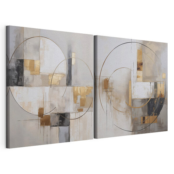 Impression sur toile modulaire Formes abstraites dans une palette de couleurs douces