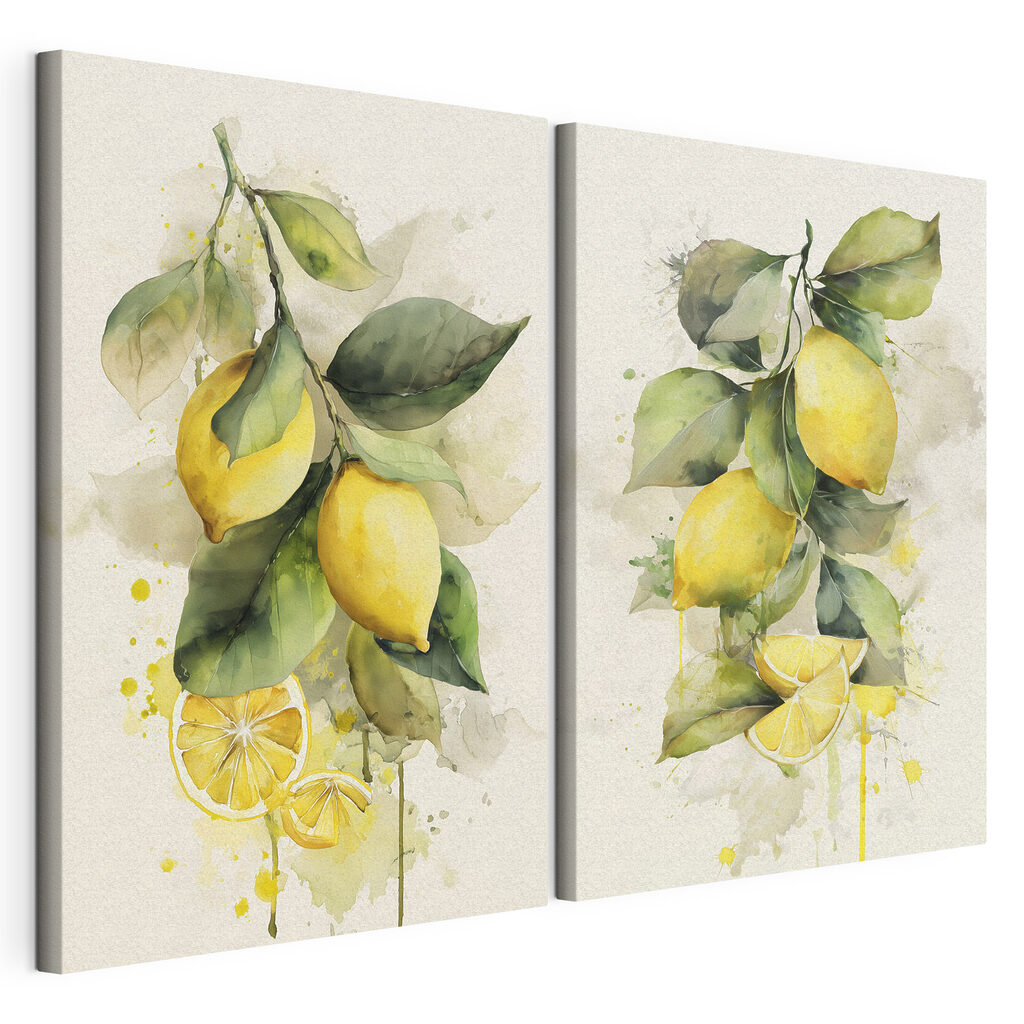 Painting of lemons on a branch