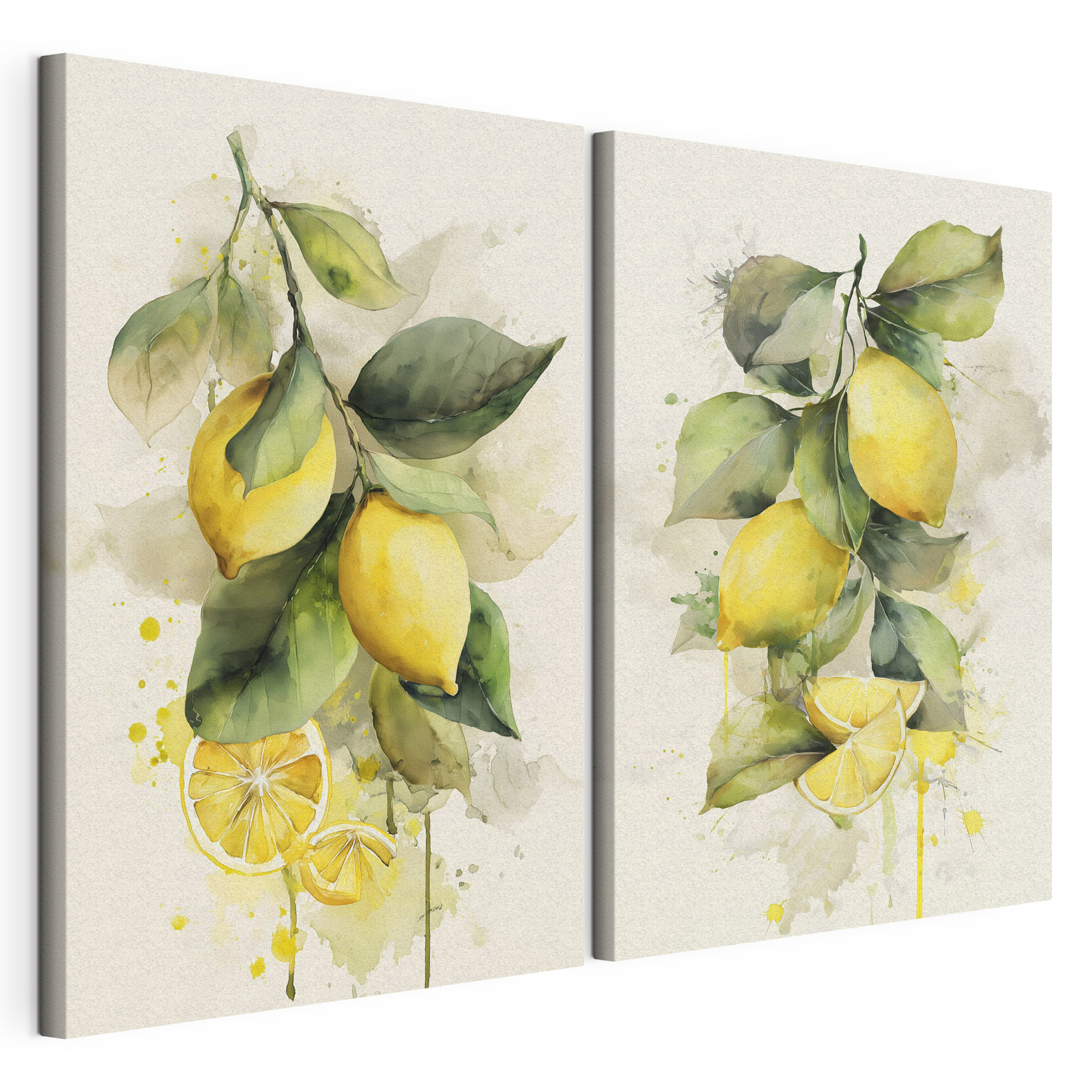 Painting of lemons on a branch