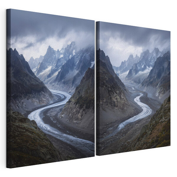 Impression sur toile modulaire Rivière traversant une vallée