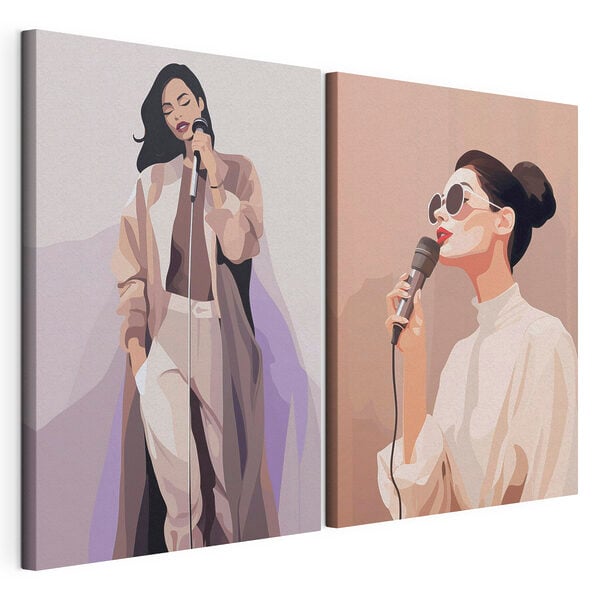 Impression sur toile modulaire Une femme qui chante dans un micro
