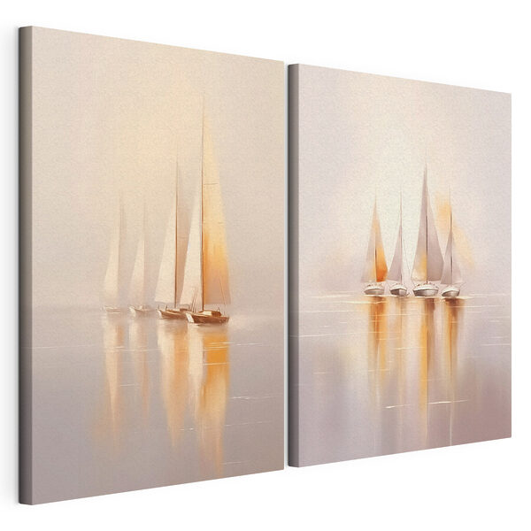 Impression sur toile modulaire Groupe de voiliers sur l'eau