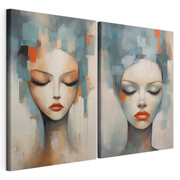Impression sur toile modulaire Peinture représentant le visage d'une femme
