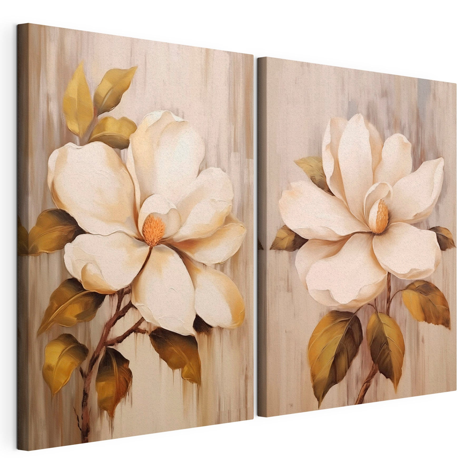 Painting of flowers on a wood surface