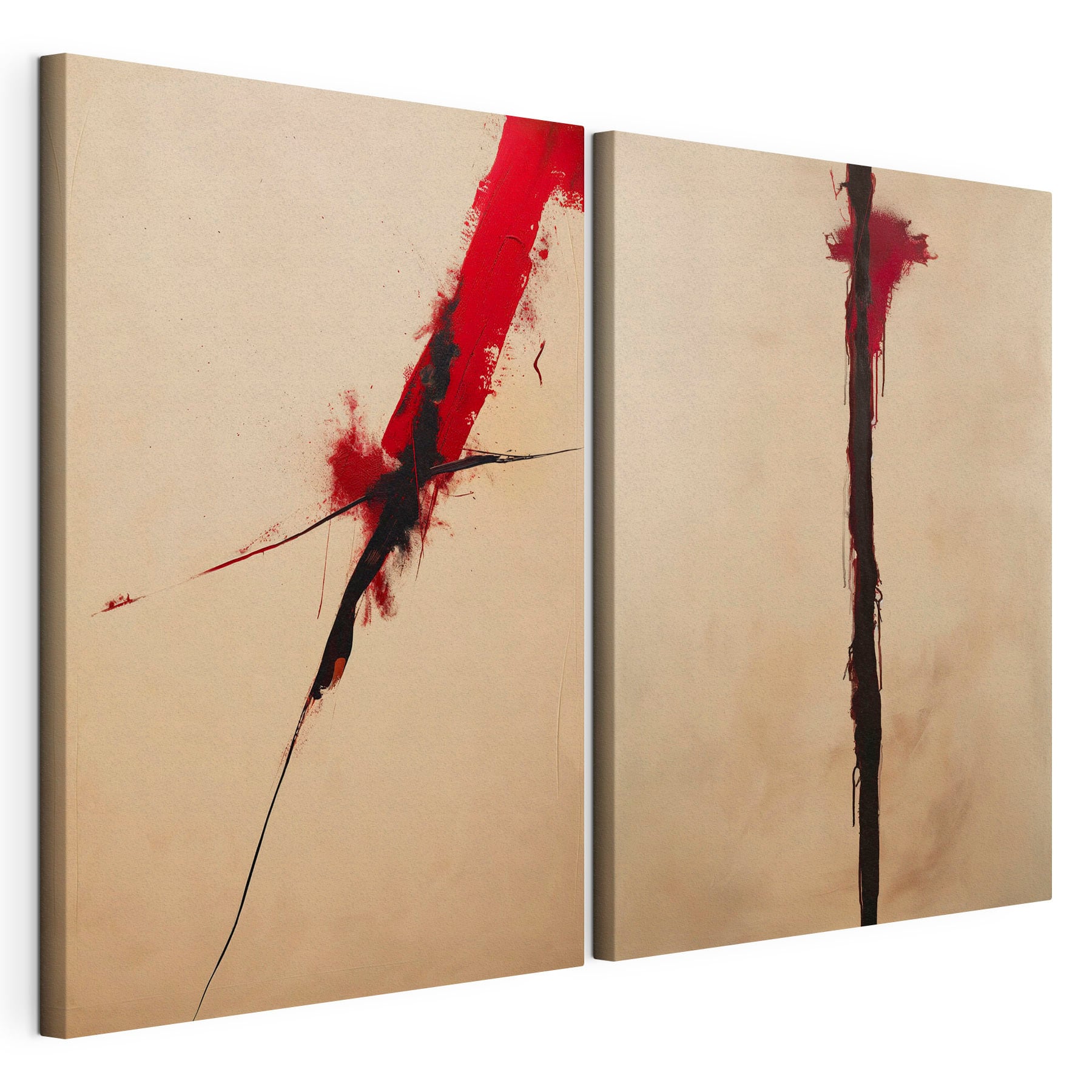 Painting of a red and black line