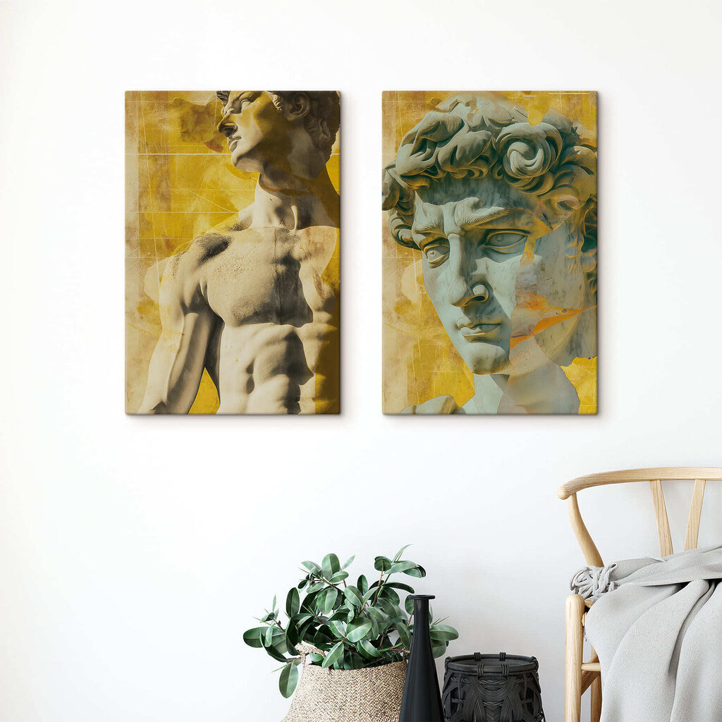 Collage of a statue