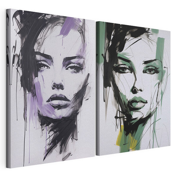 Impression sur toile modulaire Peinture représentant le visage d'une femme