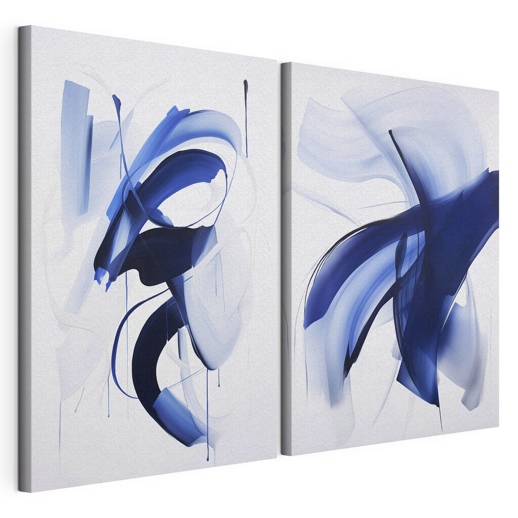Two images of blue paint