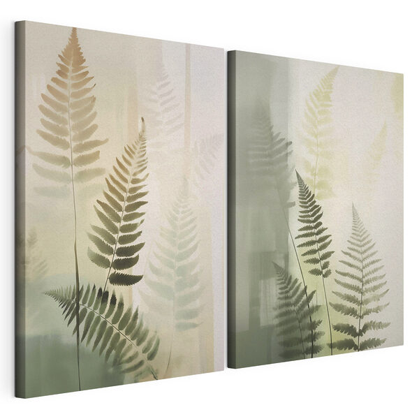 Impression sur toile modulaire De délicates fougères aux teintes douces