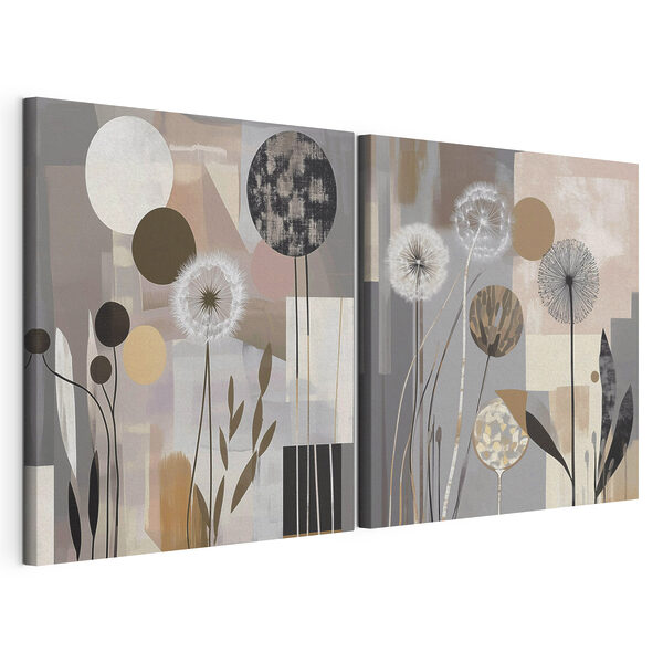 Two paintings of dandelions