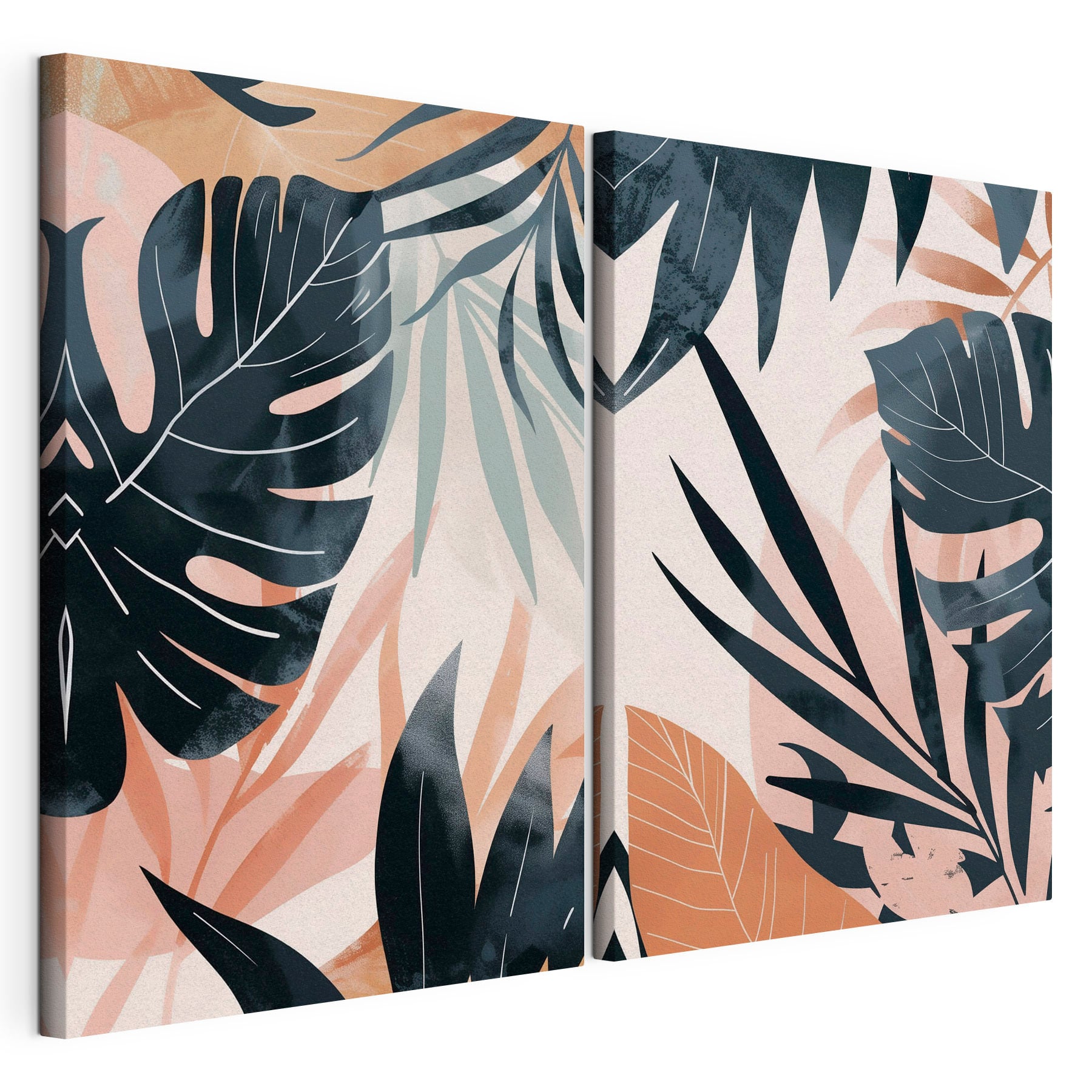 - Tropical foliage in soft colors
