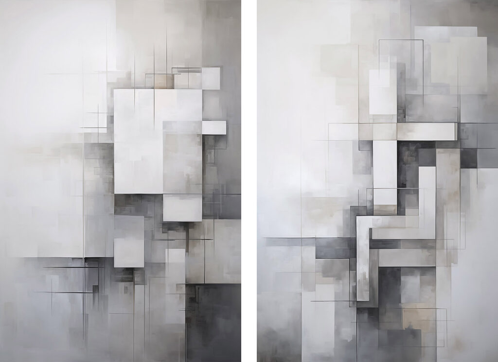 Painting of squares and lines