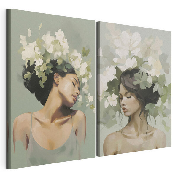 Impression sur toile modulaire Femme avec des fleurs dans les cheveux