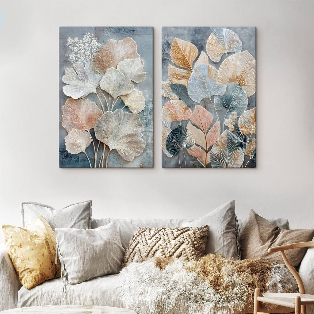 Delicate leaves in soft hues