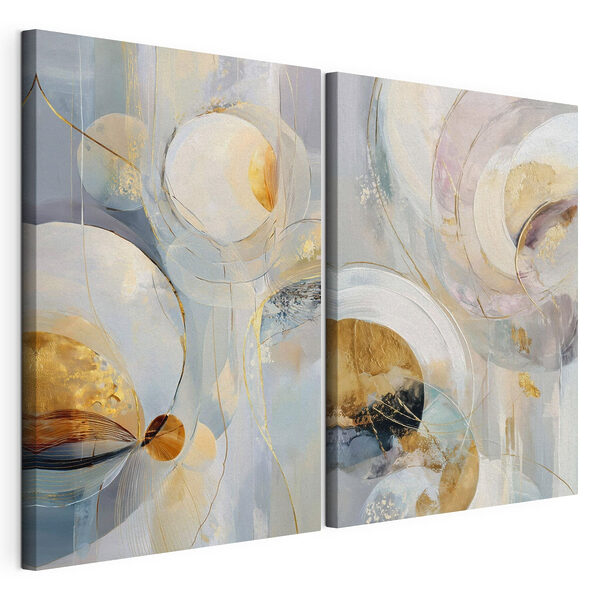 Impression sur toile modulaire - Des formes fluides dans des couleurs douces et chaudes