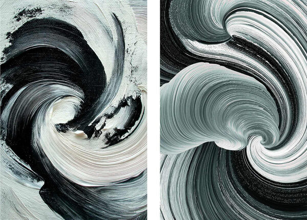 Dynamic swirls of monochrome colors