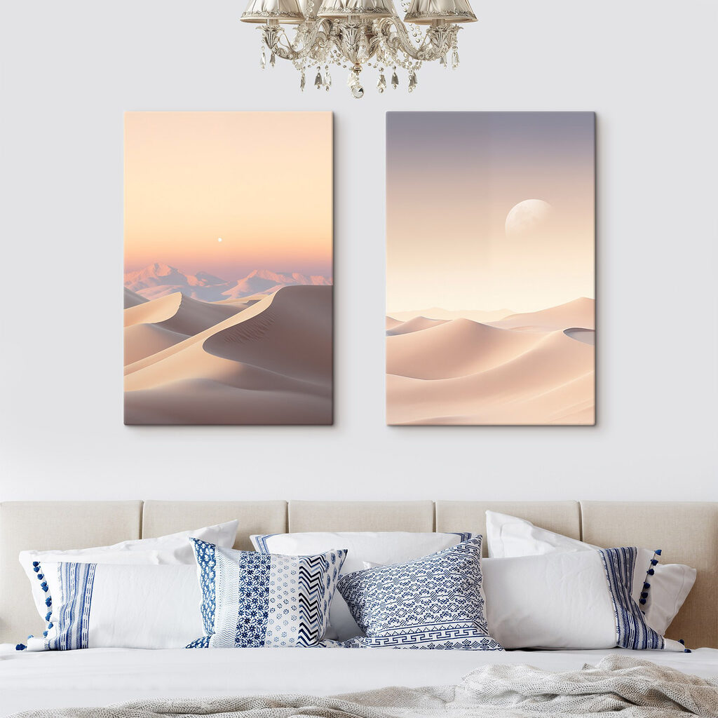 Desert landscape with a moon